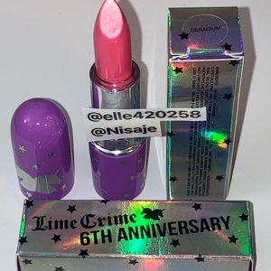 Lime Crime Geradium 6th Anniversary Limited Edition HTF Rare Lipstick